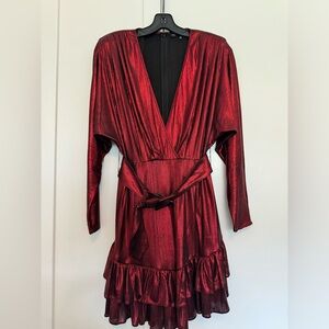 Retrofête Metallic V-Neck Mini Dress